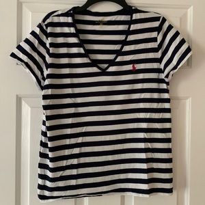Blue and white striped Ralph Lauren T-shirt.